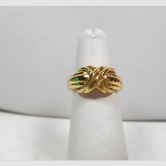 Tiffany & Co. Jewelry - Tiffany & Co Signature X 18K Gold Band Ring, Sizable 5